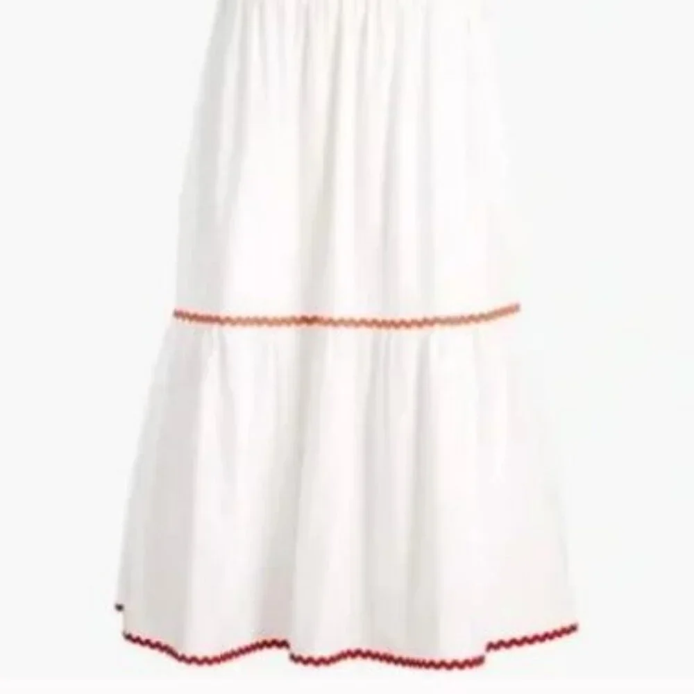 NWT J. Crew Tiered Midi Ruffle Dress with Rickrack Trim Womens Sz 2 MSRP $90